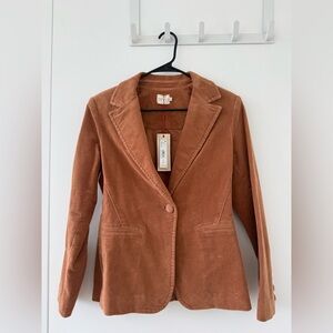 NWT Alice + Olivia Women's Macey Corduroy Fitted Blazer Camel Size6